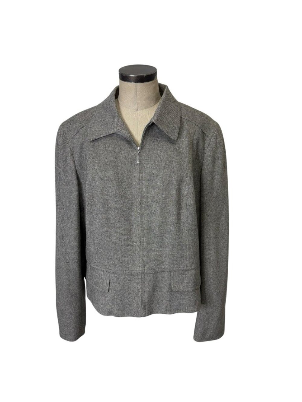 Talbots Wool Zip Front Jacket 18 Gray
